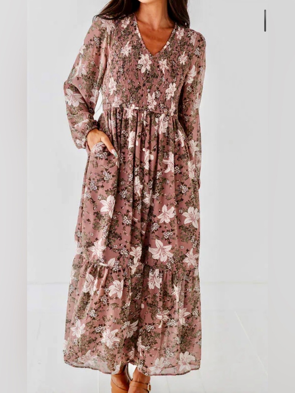 Polagram Floral Smocked Dress